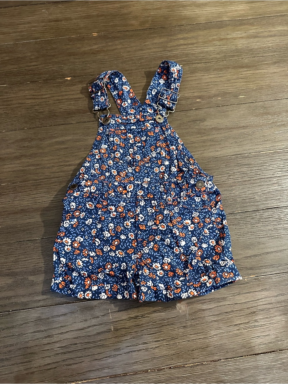18mth Oshkosh Genuine Kids Girls Navy Floral Overall Shorts